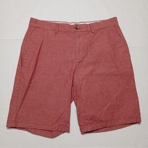 Old Navy Mens 9" Ultimate Slim Built-in-Flex Shorts Red Chambray Size 33 Stretch